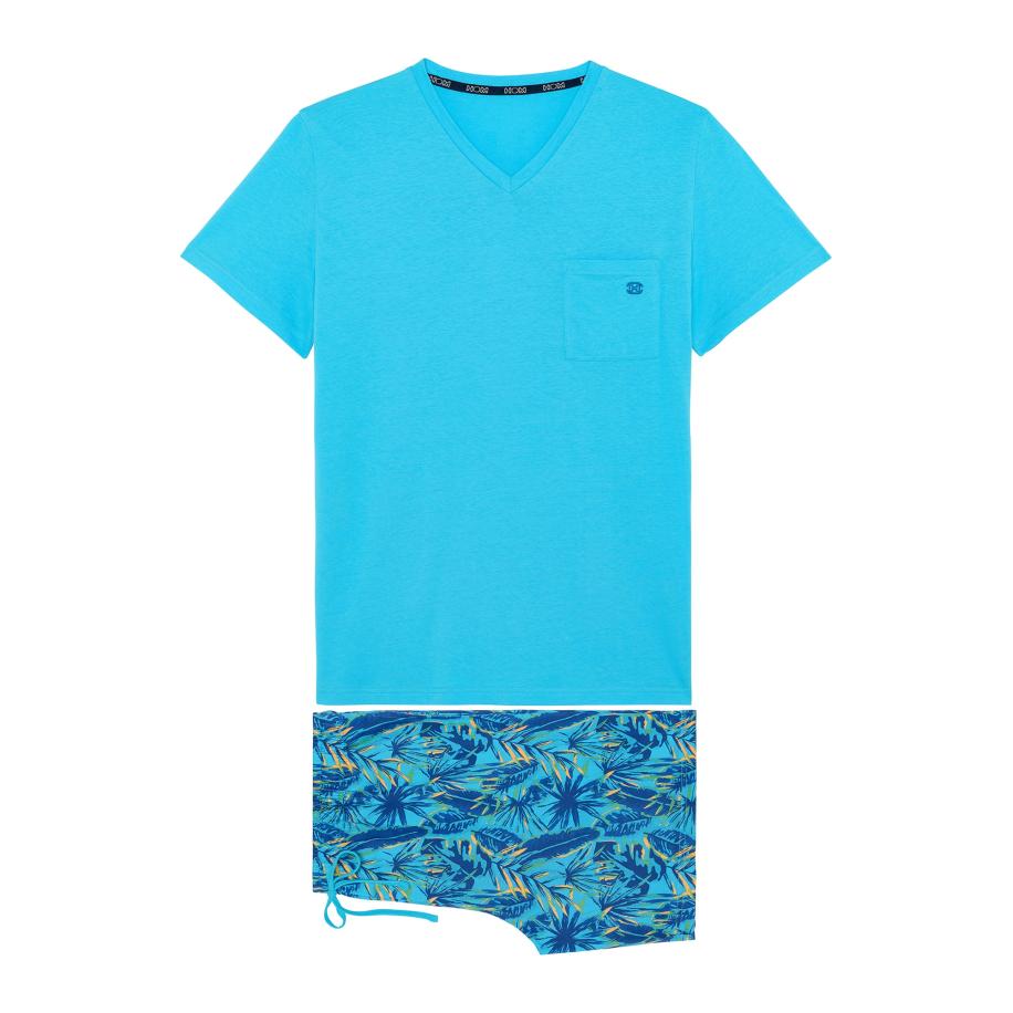 HOM HOM Pyjama kort Valley turquoise -