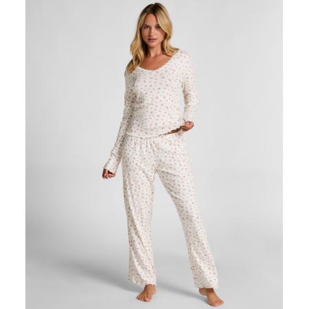 Hunkemöller Geribde pyjamabroek Wit