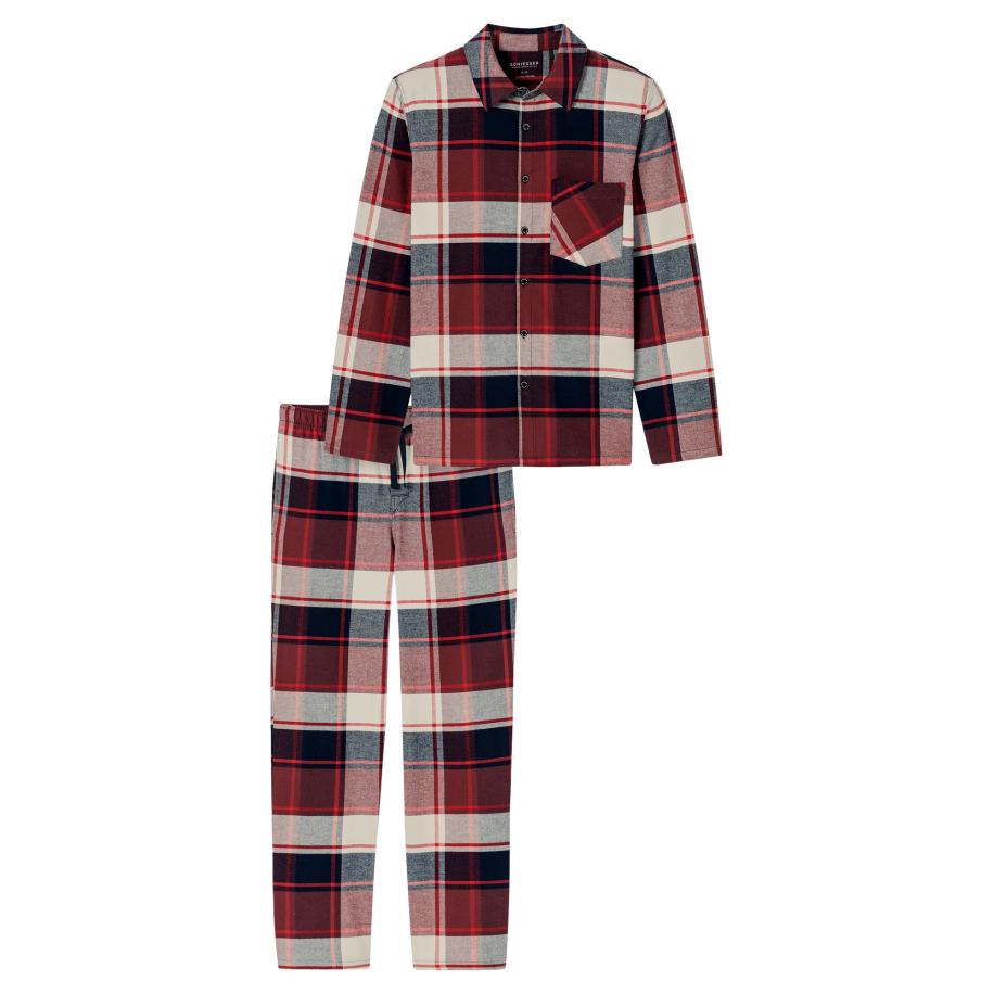 Schiesser SCHIESSER Pyjama lang Selected Premium Warming bordeaux / offwhite -
