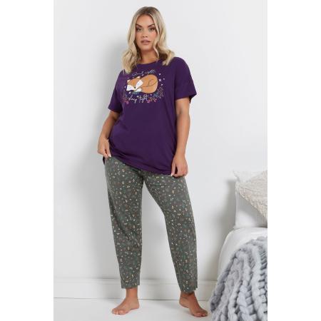 Yours Pyjamaset Met 'Goodnight, Sleep Tight' Slogan In Paars Size 66-68