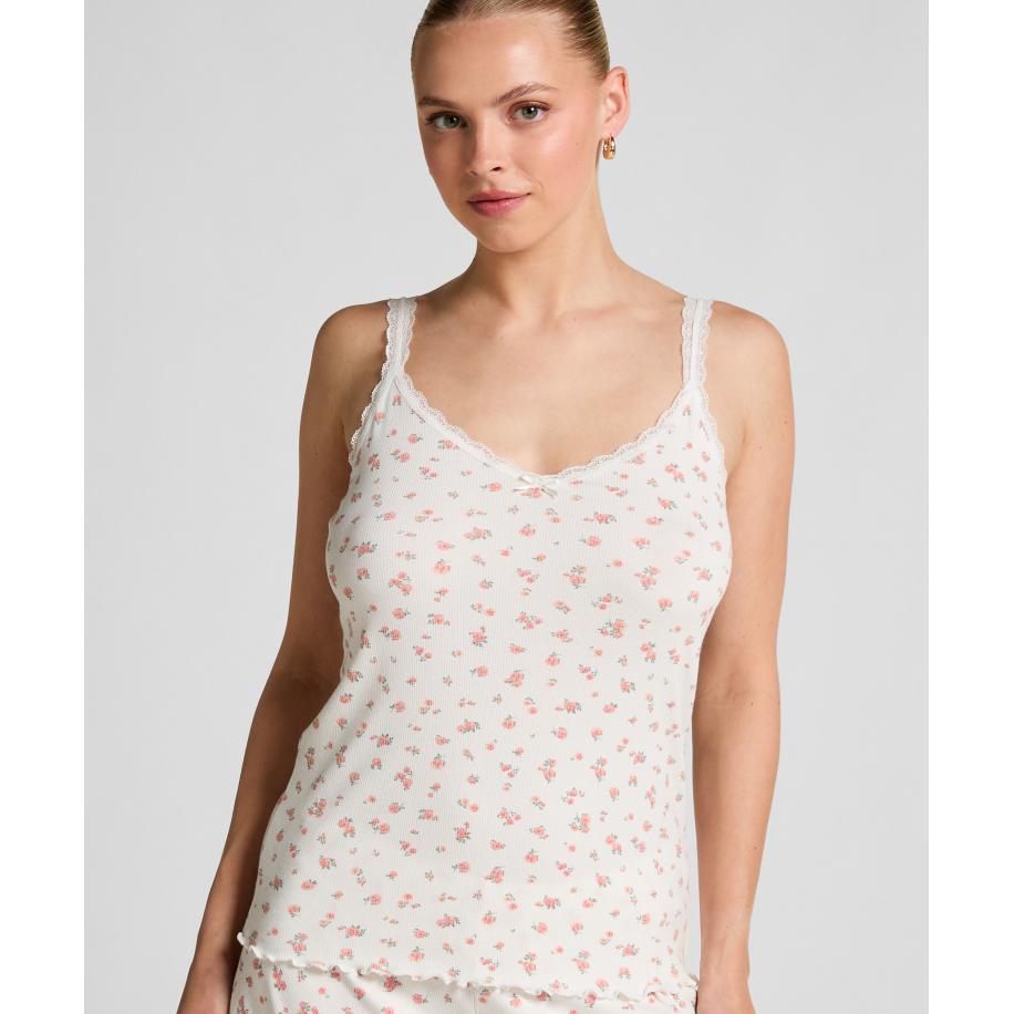 Hunkemöller Geribd hemdje met kant Wit Wit