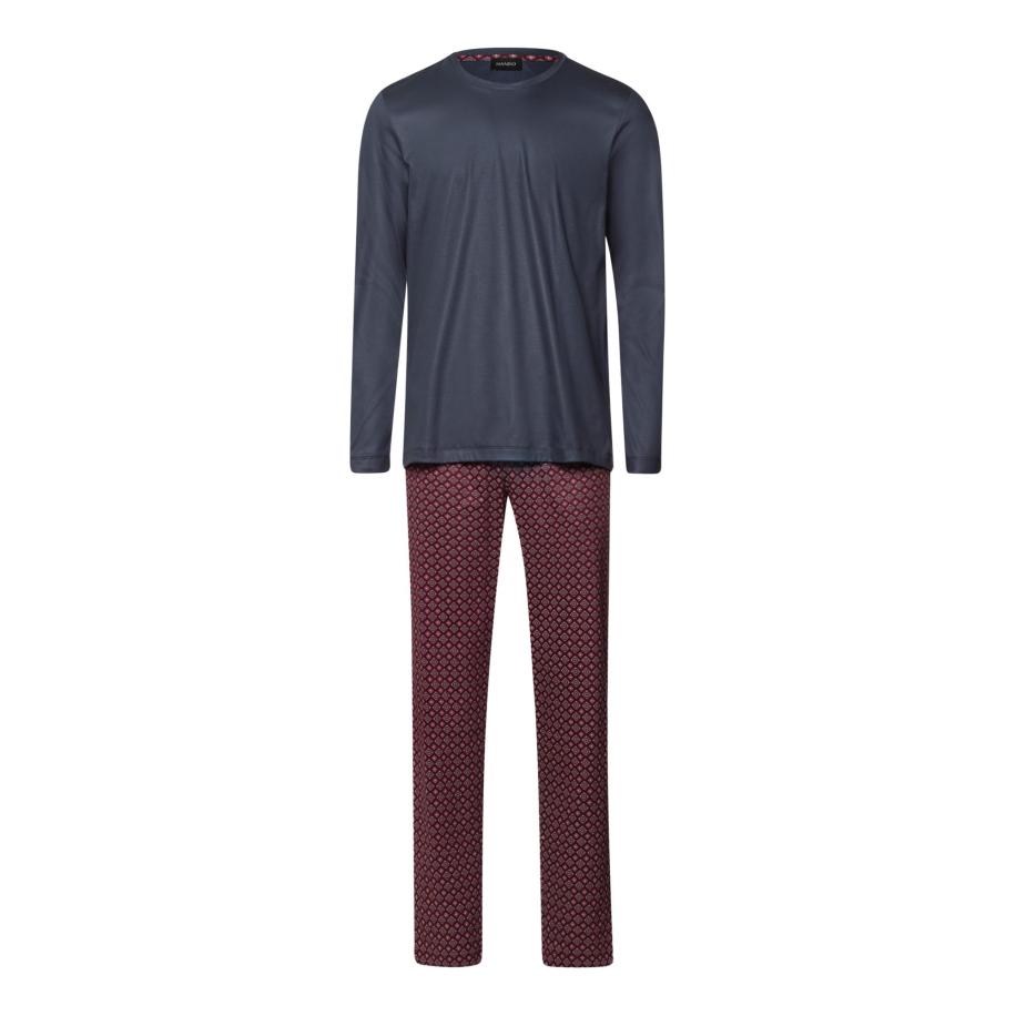 Hanro Hanro Pyjama lang Night & Day antraciet / bordeaux -