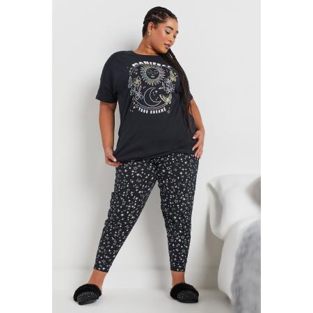 Yours Pyjamaset Met 'Manifest' Slogan En Sterrenprint In Donkerblauw Size 66-68
