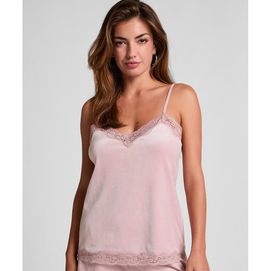 Hunkemöller Cami top Velours Lace Roze Roze