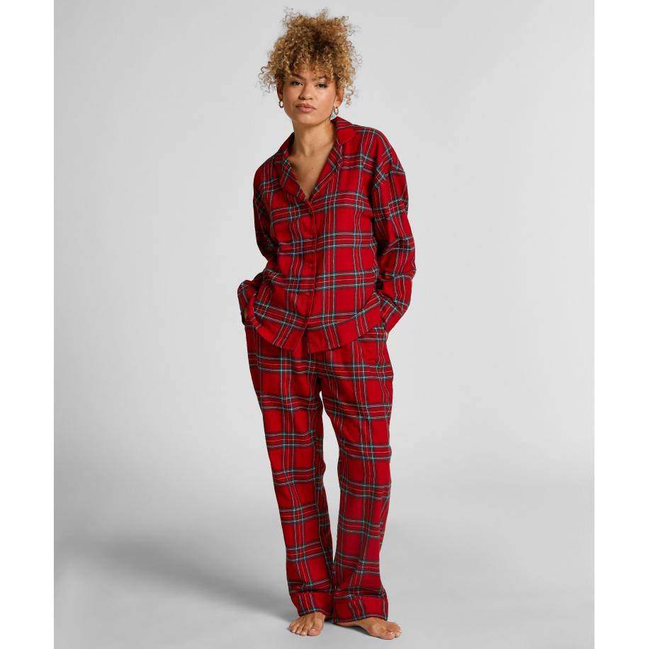 Hunkemöller Petite pyjamabroek Flanel Rood Rood