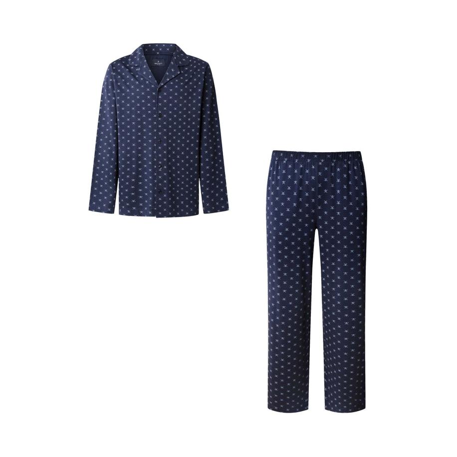 Hackett London Pyjama lang royal blue/koningsblauw Blauw