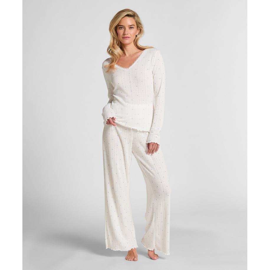 Hunkemöller Pyjamabroek Pointelle Blauw Blauw