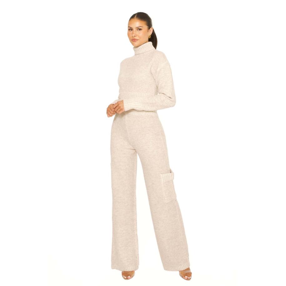 la sisters Knitted Cargo Co-Ord Beige Bruin