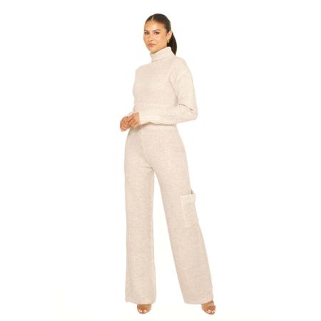 la sisters Knitted Cargo Co-Ord Beige