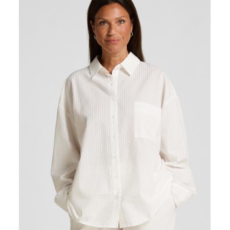 Hunkemöller Pyjamatop Katoen Seersucker Wit