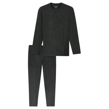 Schiesser SCHIESSER Pyjama lang Selected Premium Warming donkergrijs