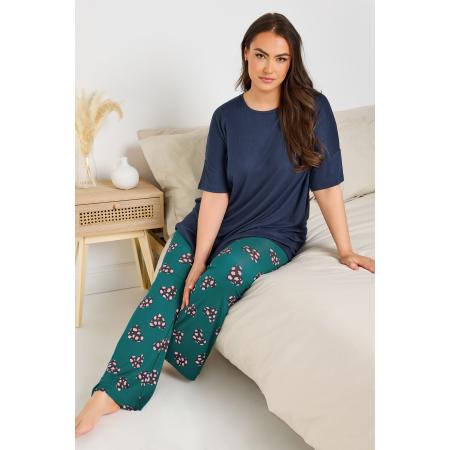 Yours Geribbelde Soft Touch Pyjamatop In Donkerblauw Size 66-68