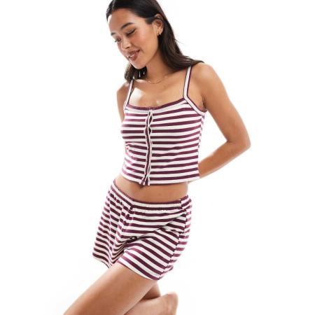 Cotton On Gestreept hemdje van zachte jersey met knoopjes, deel van co-ord set-Veelkleurig