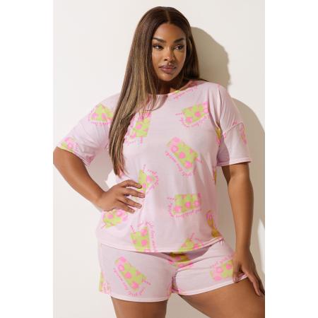 Limited Collection Pyjamaset Met Matcha Print In Lichtroze Size 58-60