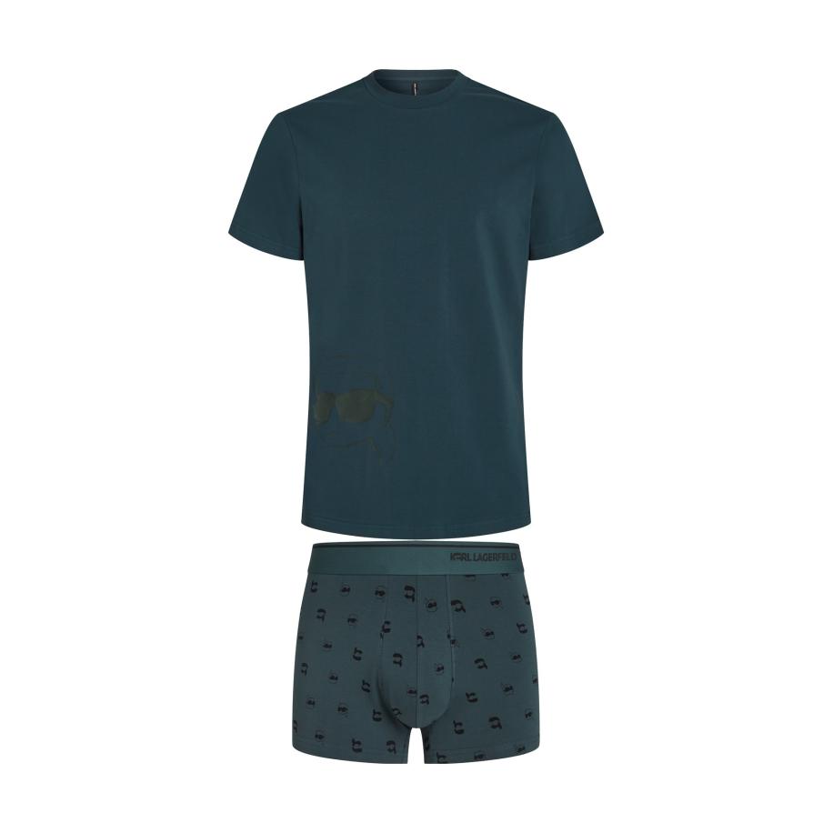 Karl Lagerfeld Karl Lagerfeld Pyjama kort Ikon cyaan blauw / zwart -