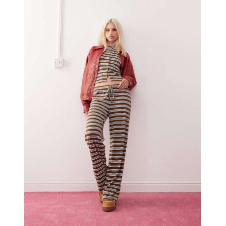 COLLUSION Ruimvallende geribbelde gestreepte broek-Veelkleurig