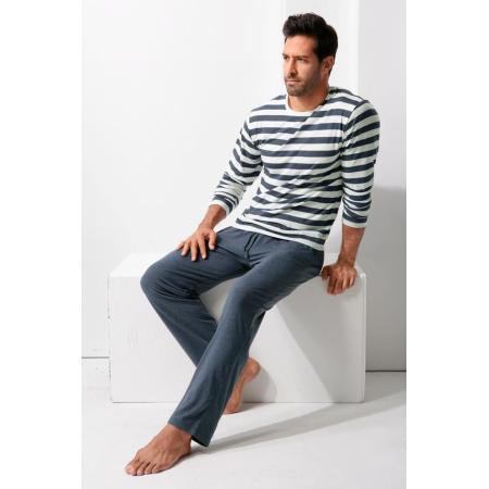 H.I.S H.I.S Pyjama lang navy / wit