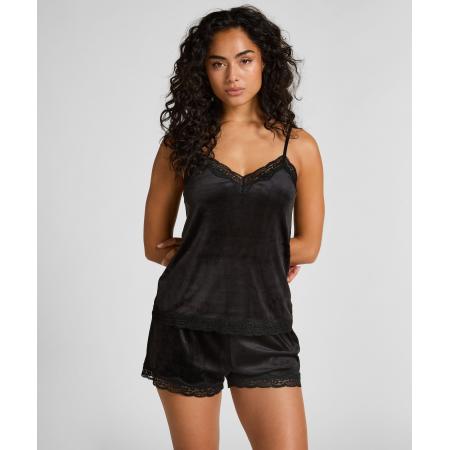 Hunkemöller Shorts Velours Lace Zwart