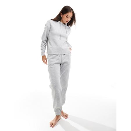 Pieces Joggingbroek van sweatstof met gestrikte taille in gemêleerd lichtgrijs, deel van co-ord set