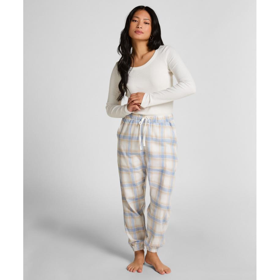 Hunkemöller Petite Pyjamabroek Twill Check Blauw Blauw