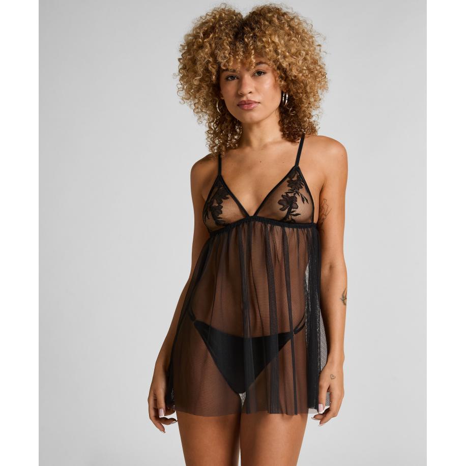 Hunkemöller Babydoll Hilton Zwart Zwart