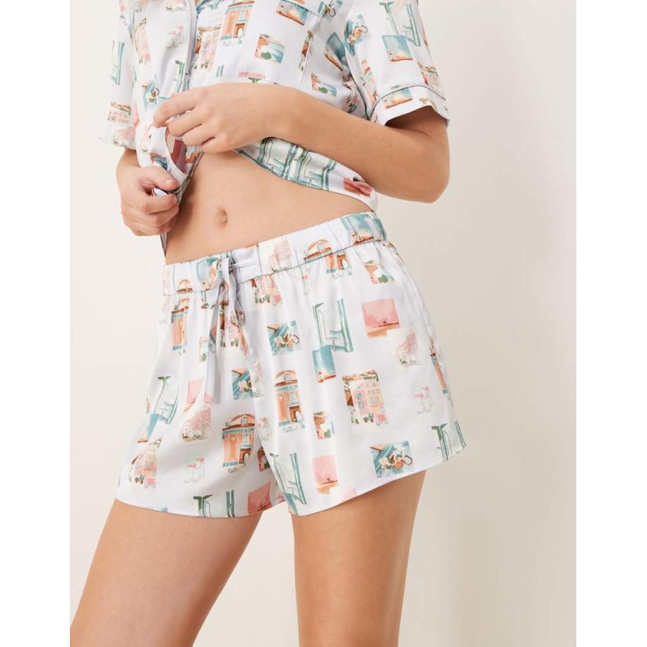 Abercrombie & Fitch Nachtkleding Short met ansichtkaartprint, deel van co-ord set-Veelkleurig Multicolor