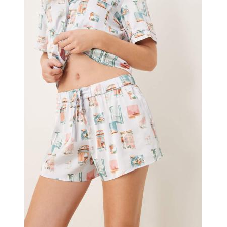 Abercrombie & Fitch Nachtkleding Short met ansichtkaartprint, deel van co-ord set-Veelkleurig