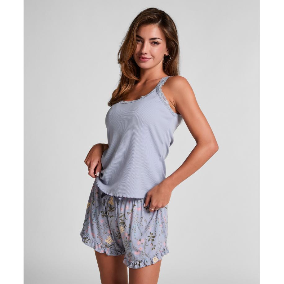 Hunkemöller Jersey broek met ruches Paars Paars