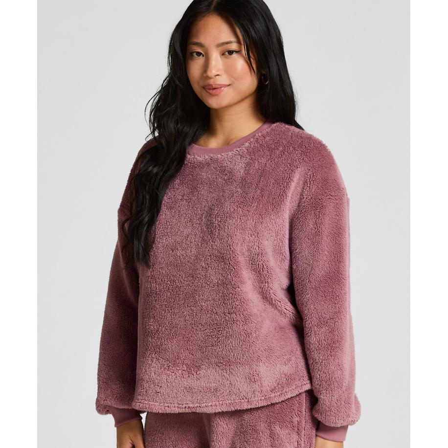 Hunkemöller Top met lange mouwen Fluffy Fleece Roze Roze