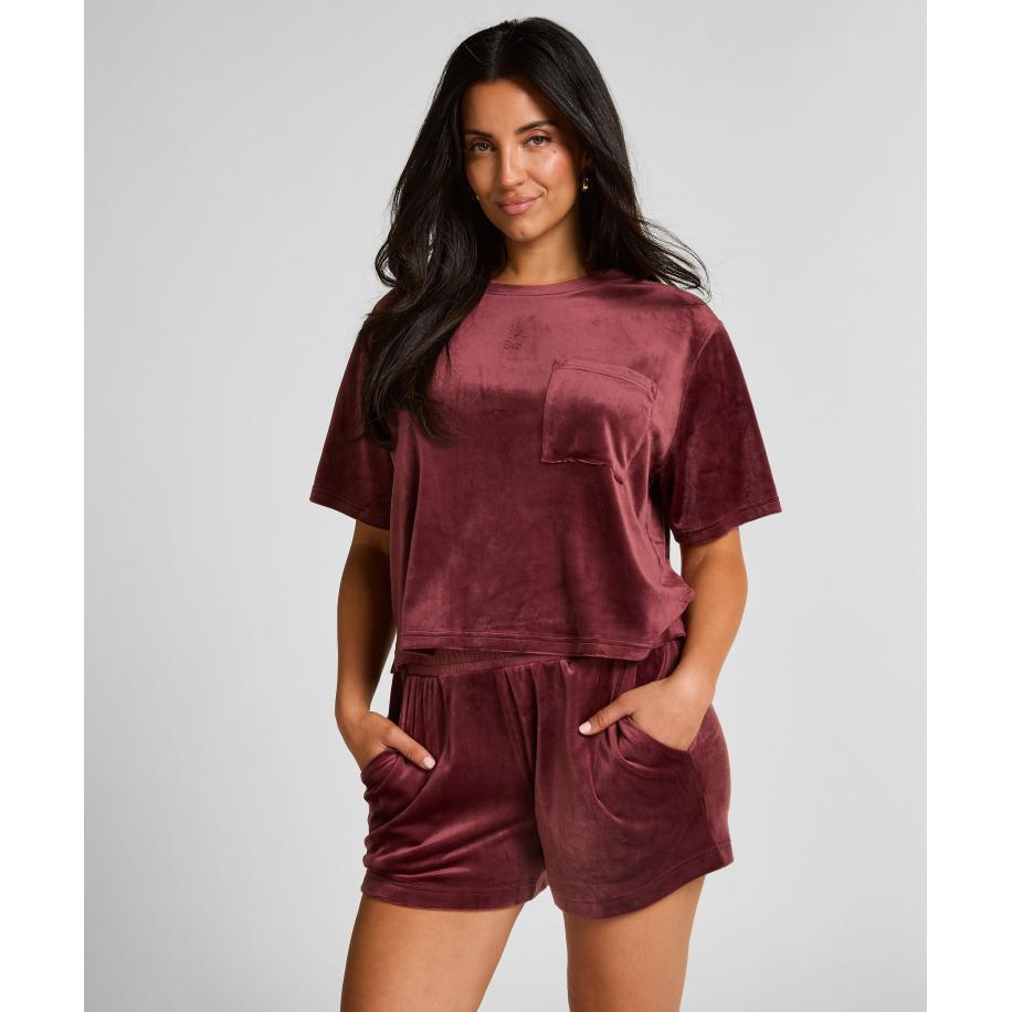 Hunkemöller Shorts Velours Pocket Rood Rood