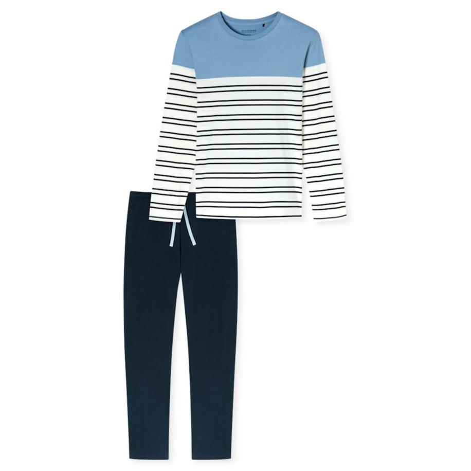 Schiesser SCHIESSER Pyjama lang blauw / nachtblauw / wit -