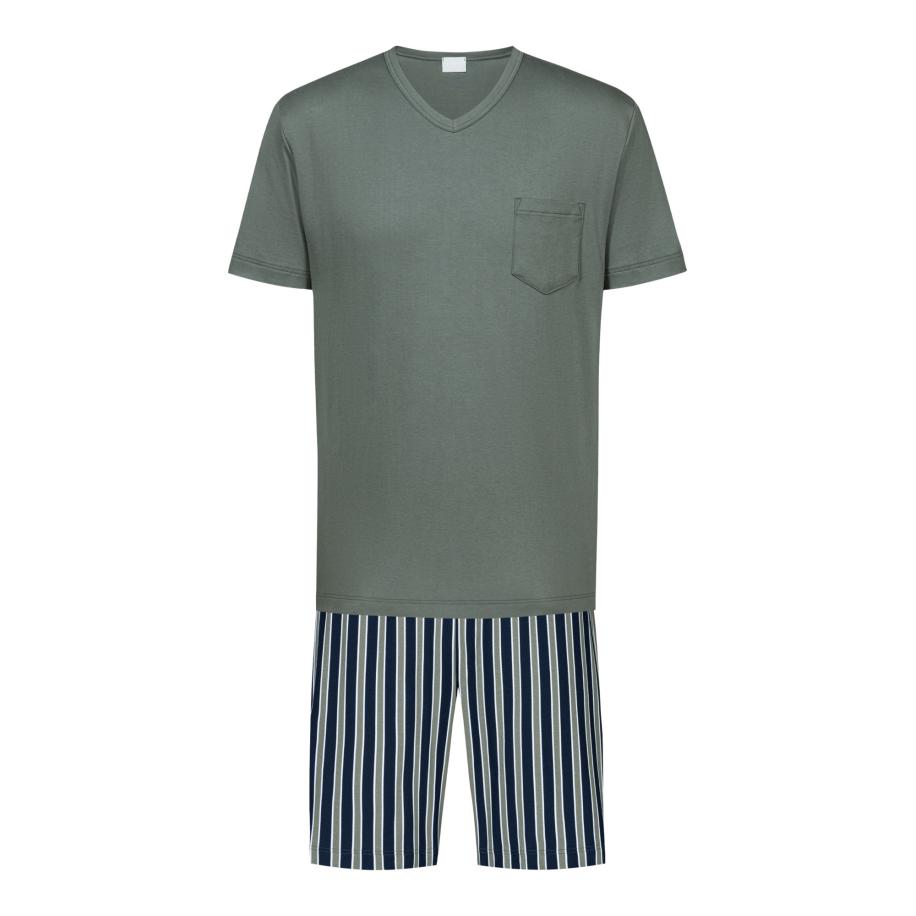 Mey Mey Pyjama kort Rough Stripes marine / donkergrijs / wit -