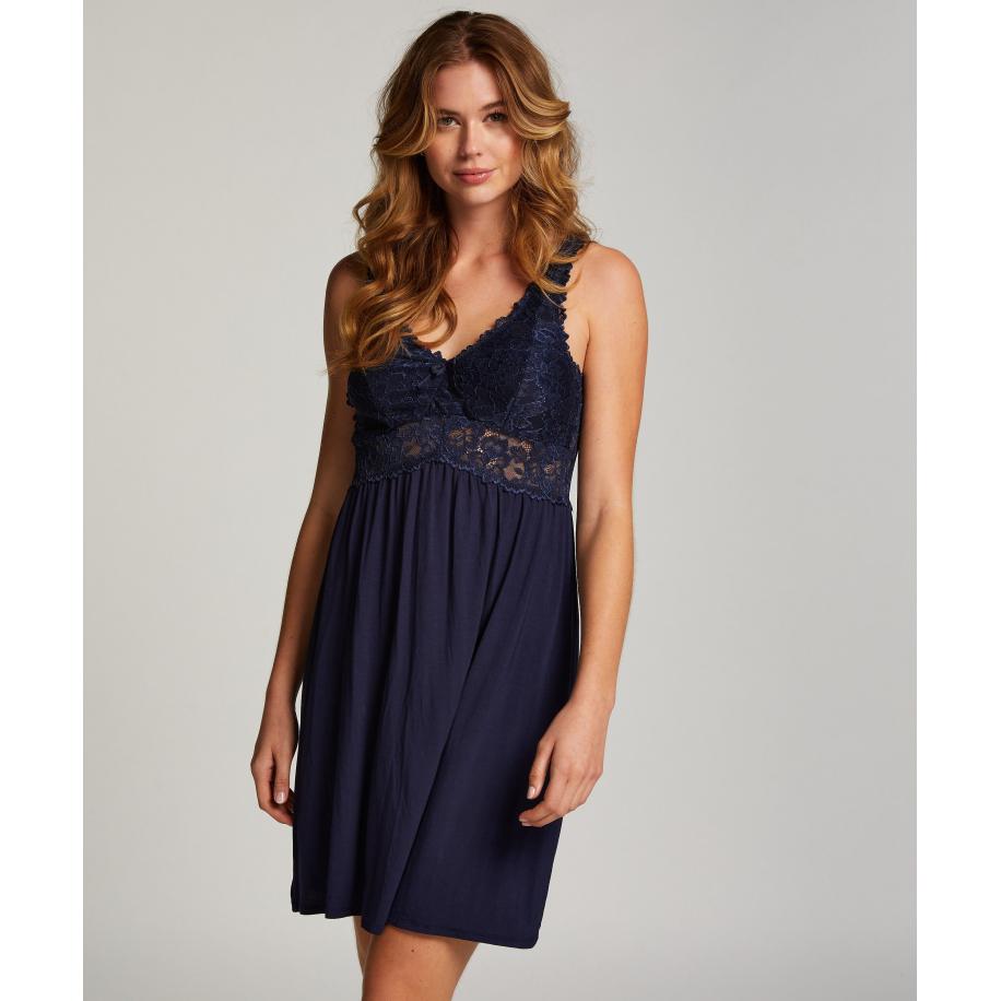 Hunkemöller Slipdress Nora Lace Blauw Blauw