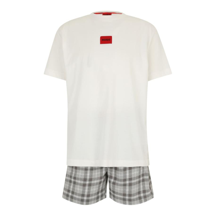 Hugo Boss HUGO Pyjama kort donkergrijs / rood / wit -