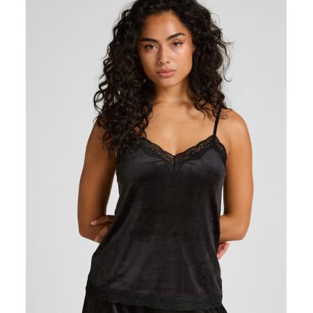 Hunkemöller Cami top Velours Lace Zwart