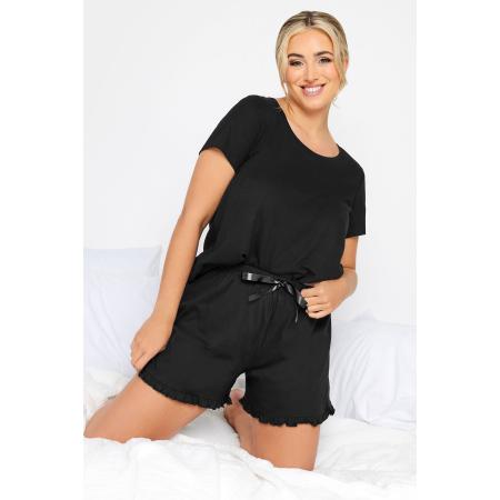 Yours Zwart Katoenen Pyjamabroekje Met Ruchessize 46-48