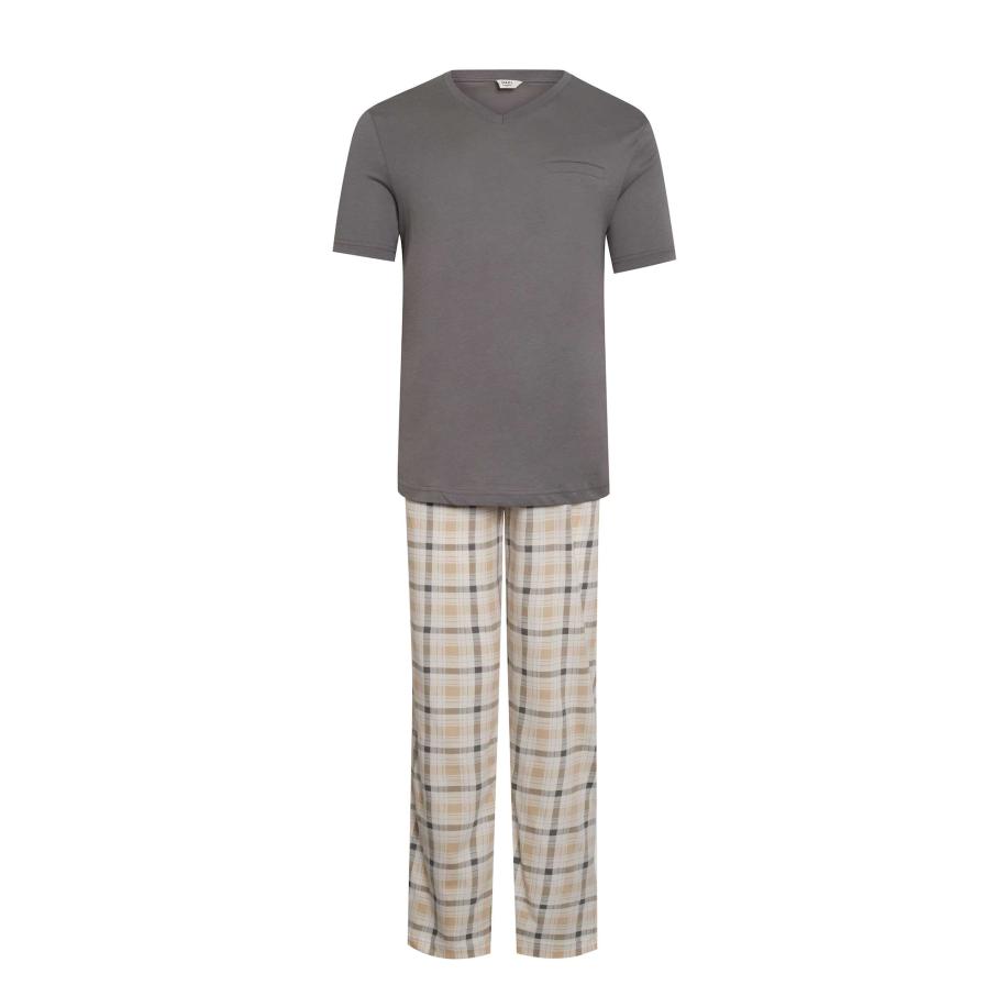 Dagi Dagi Pyjama lang beige / oker / rookgrijs -