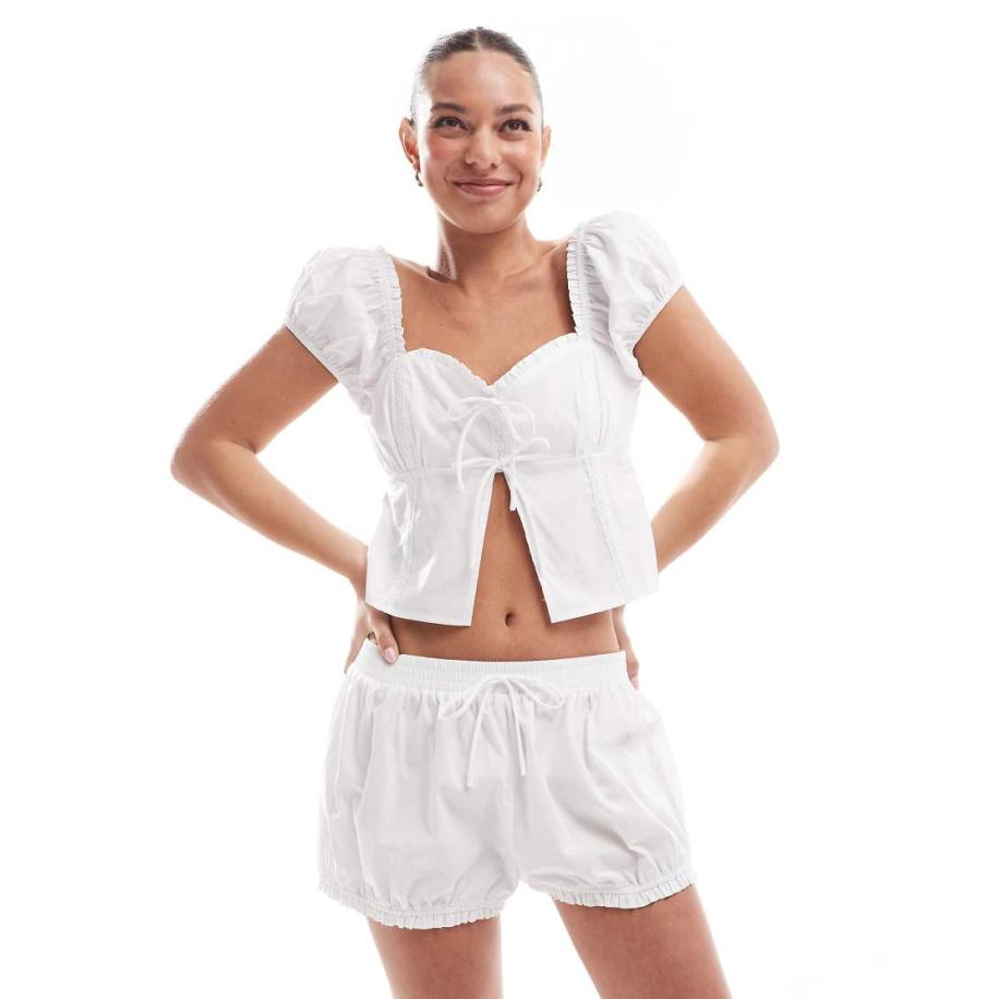 The Frolic Exclusives Micro-bloomershort van katoen in wit, deel van co-ord set Wit