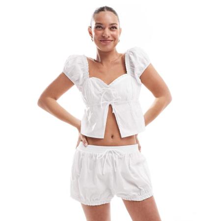 The Frolic Exclusives Micro-bloomershort van katoen in wit, deel van co-ord set