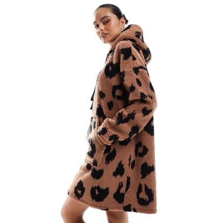 ASOS DESIGN Oversized lounge hoodie in luipaardprint-Veelkleurig