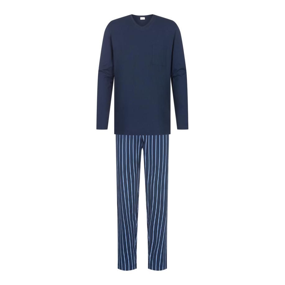 Mey Mey Pyjama lang Straight blauw / donkerblauw / wit -