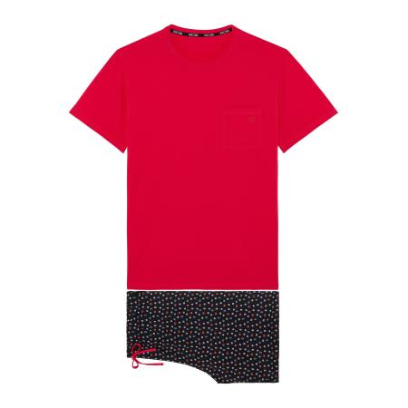 HOM HOM Pyjama kort Charli rood / zwart