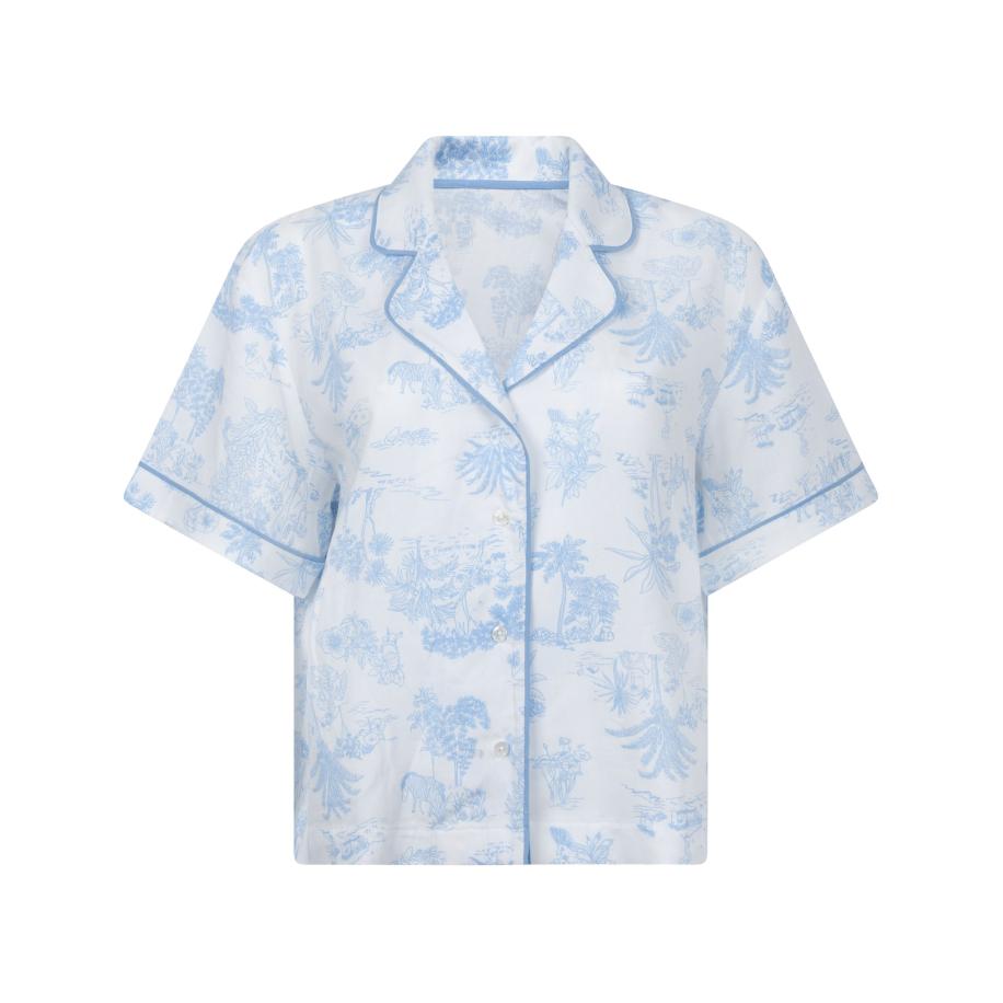 Hunkemöller Geweven jasje met korte mouwen Blauw Blauw