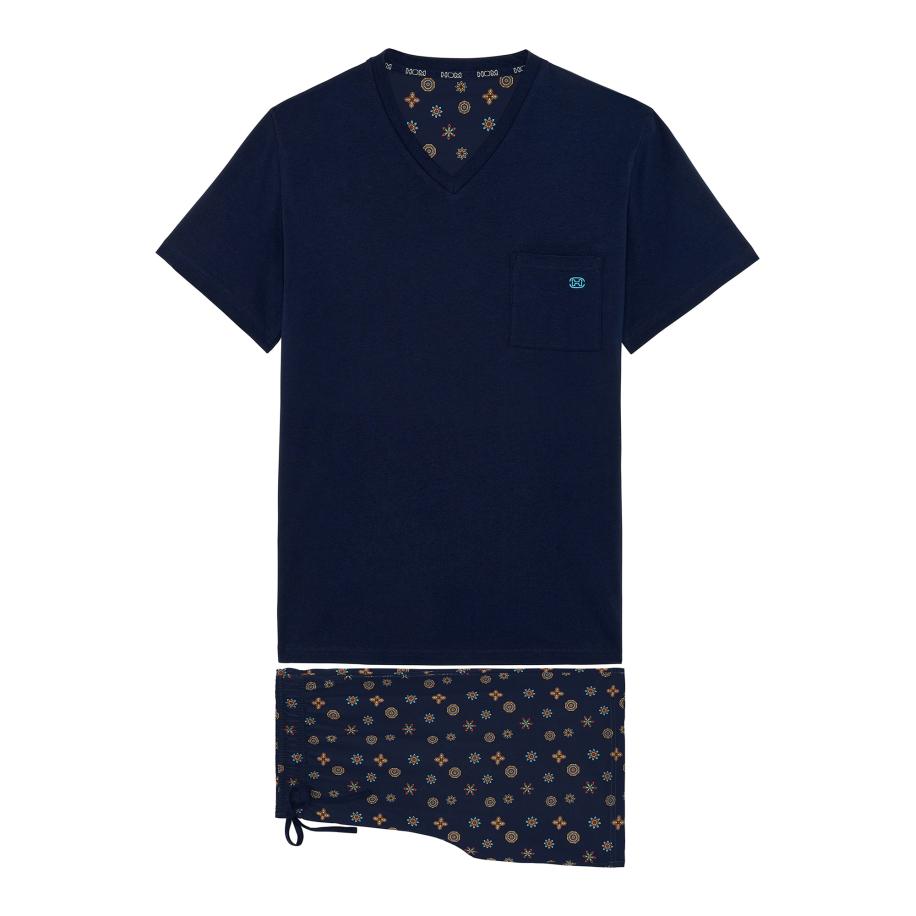 HOM HOM Pyjama kort Mandala navy -