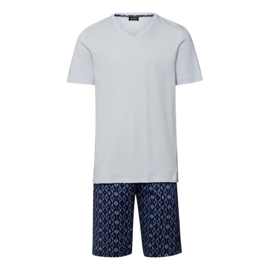 Hanro Hanro Pyjama kort Night & Day donkerblauw / offwhite -