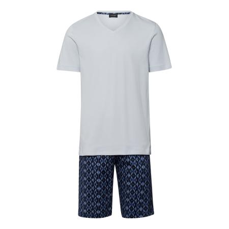 Hanro Hanro Pyjama kort Night & Day donkerblauw / offwhite