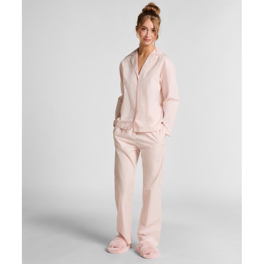 Hunkemöller Pyjamabroek Katoen Poplin Roze Roze