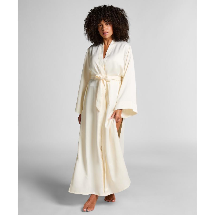 Hunkemöller Lange kimono Floral Wit Wit