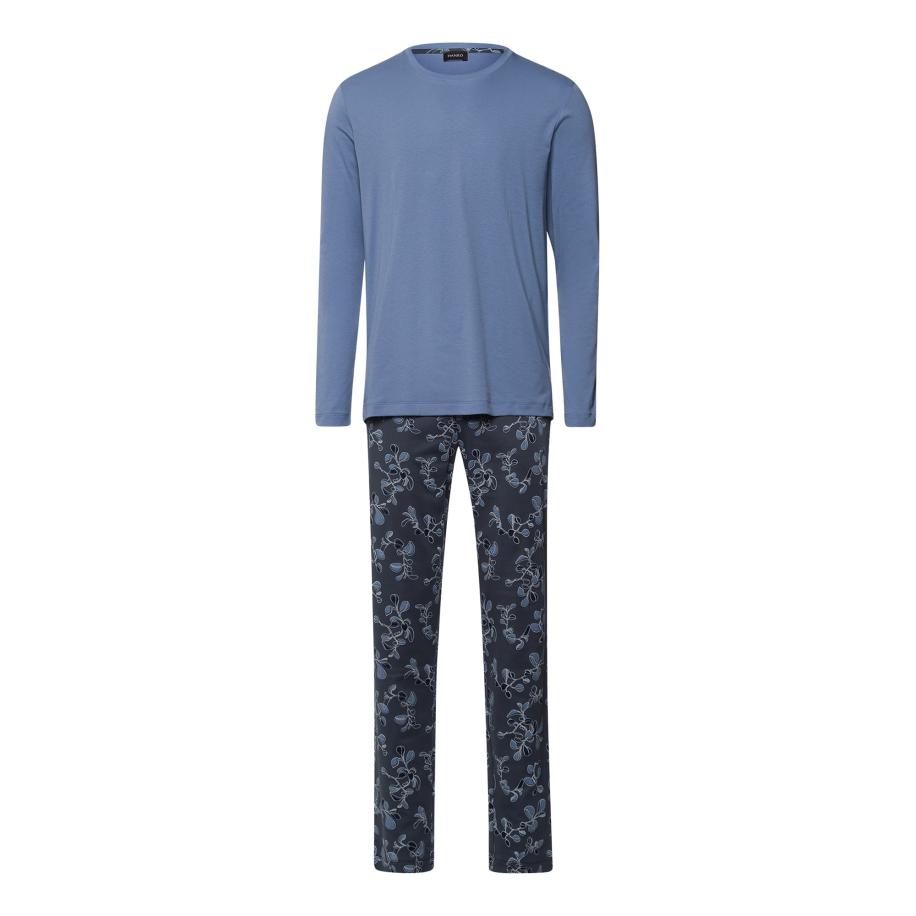 Hanro Hanro Pyjama lang Night & Day lichtblauw / donkerblauw -