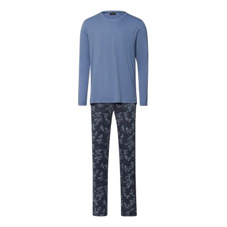 Hanro Hanro Pyjama lang Night & Day lichtblauw / donkerblauw